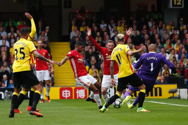 Marcus Rashford shoots