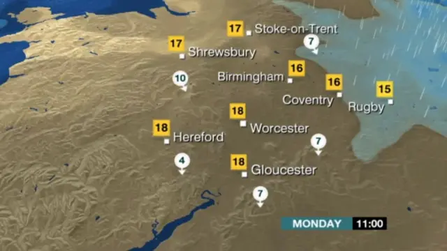 Monday weather forecast