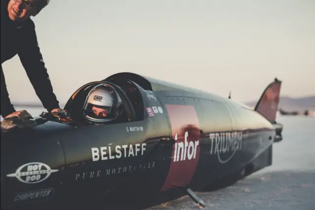 Guy Martin in his Triumph Infor Rocket Streamliner