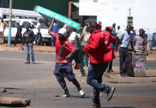 Protesters in Harare