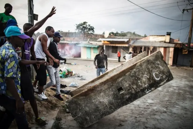 Protesters in Libreville, Gabon