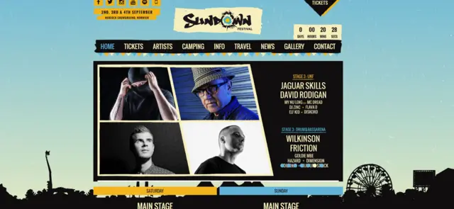 Sundown Festival website, advertising Stage 3