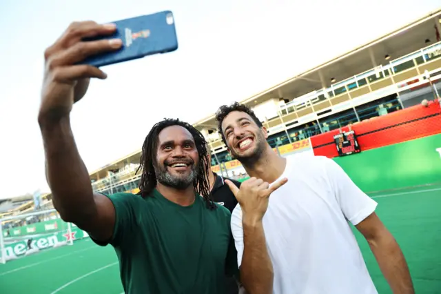 Christian Karembeu and Daniel Ricciardo