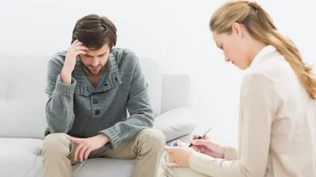 Mental health patient with doctor