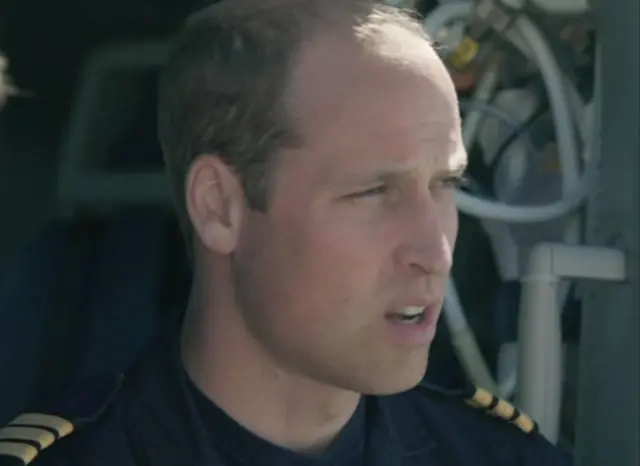 The Duke of Cambridge in flying uniform, in helicopter