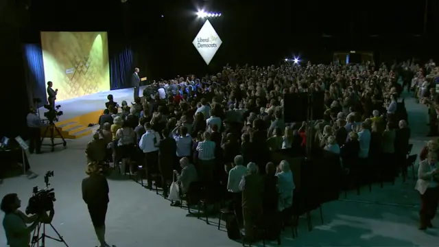 Liberal Democrats give Tim Farron a standing ovation