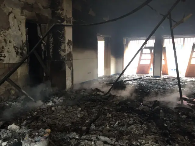 the inside of the building was reduced to ashes