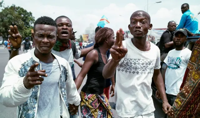 Opposition protesters in Kinshasa, DR Congo