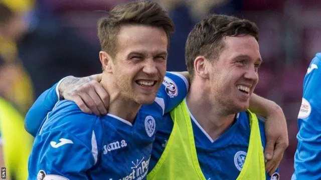 St Johnstone's Chris Millar and Danny Swanson celebrate