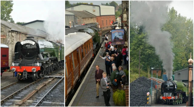 Three photos of the Flying Scotsman