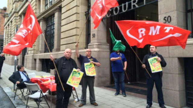 RMT stage a protest outside ScotRail's offices