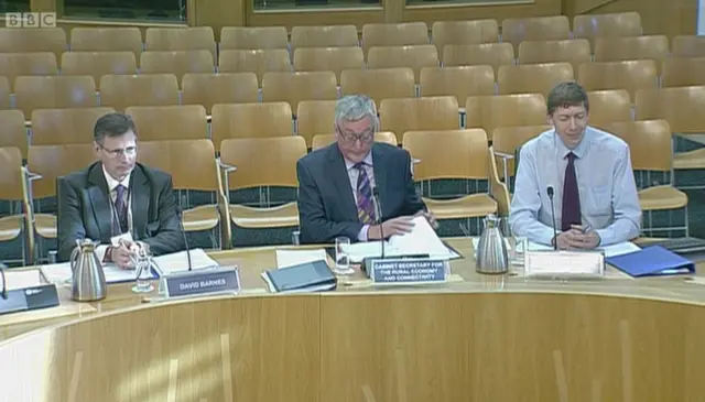 Fergus Ewing and Scottish government's Chief Agricultural Officer David Barnes and Jonathan Pryce, the director of agriculture, food and rural communities