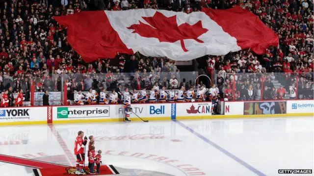 Canadian flag at ice rink