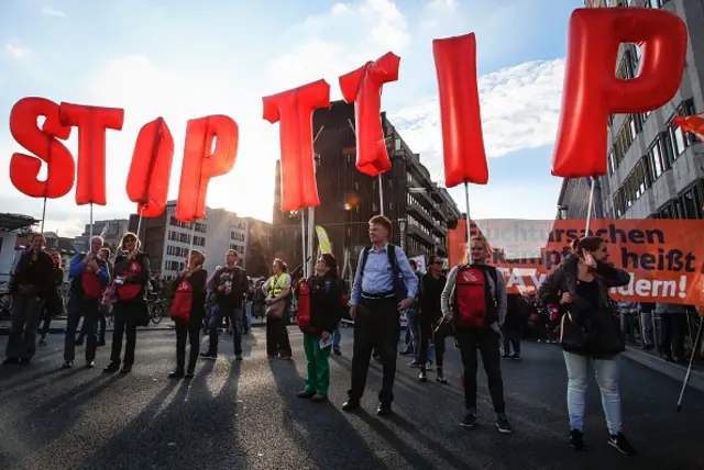 Protesters have spoken out against the Transatlantic Trade and Investment Partnership