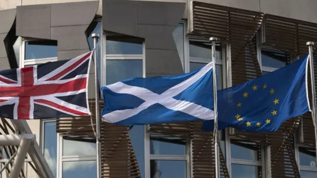 UK, Saltire and EU flags