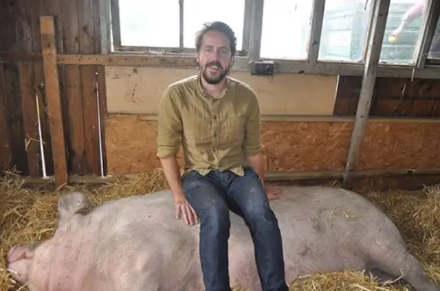 Richard on a pig