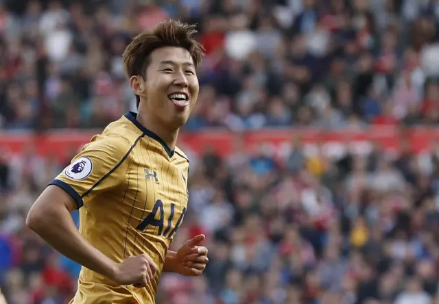 Son Heung-min celebrates