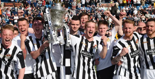 Beith celebrate their Scottish Junior Cup victory