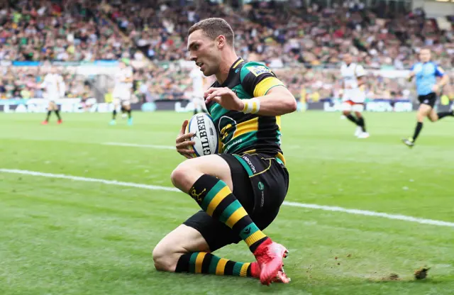 George North goes in for a Northampton try