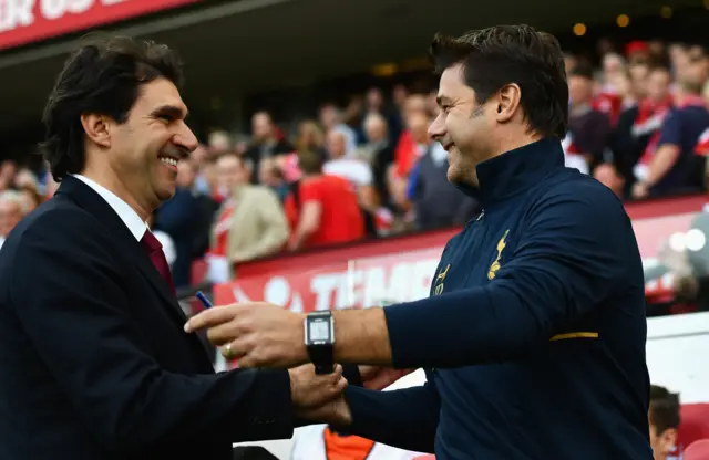 Aitor Karanka manager of Middlesbrough and Mauricio Pochettino