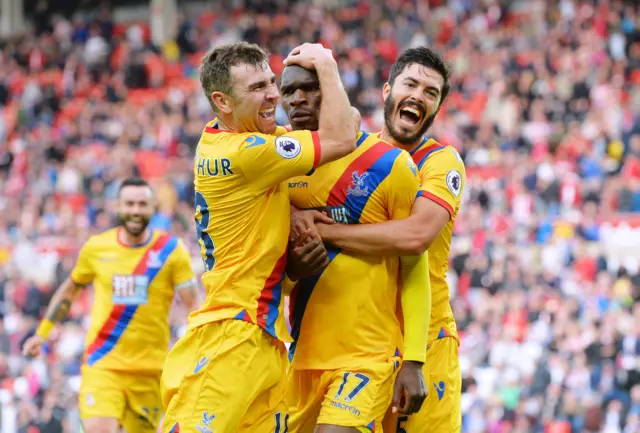 Christian Benteke of Crystal Palace celebrates