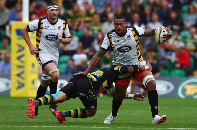 Nathan Hughes makes a break for Wasps