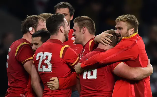 Wales players celebrate