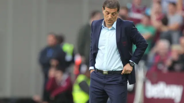 Dejected Slaven Bilic manager of West Ham United