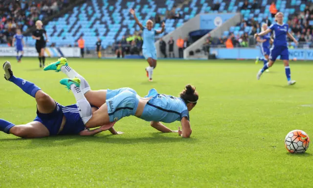 Gilly Flaherty fouls Lucy Bronze