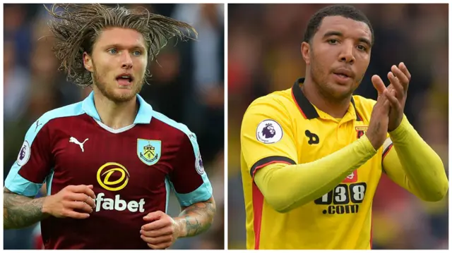 Burnley's Jeff Hendrick and Watford's Troy Deeney