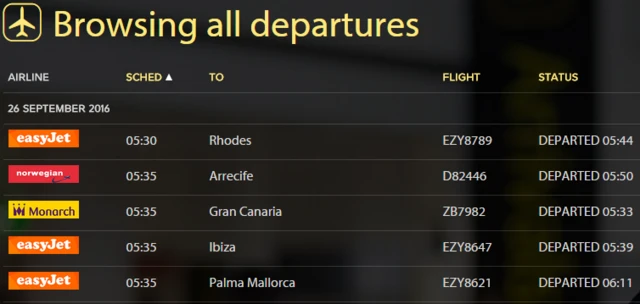 Gatwick departures