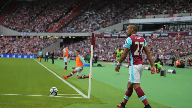 Dimitri Payet prepares to take a corner for West Ham