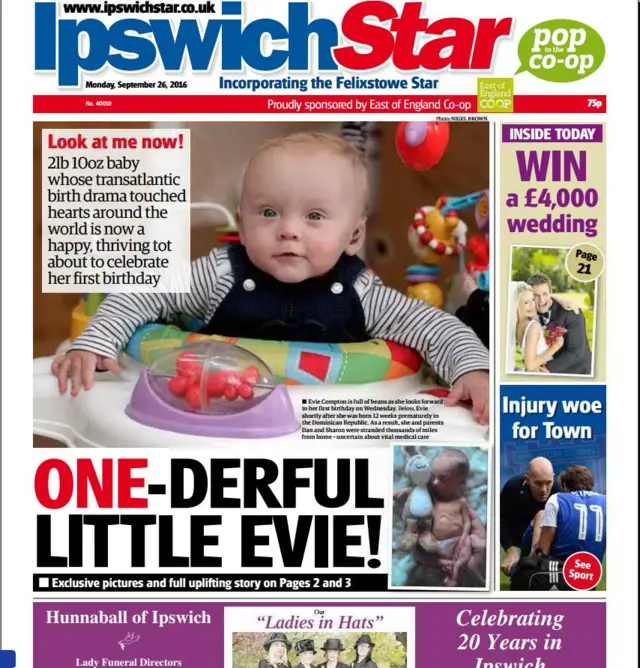 Front page of Ipswich Star