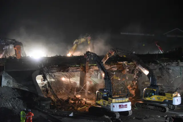 M1 bridge being demolished