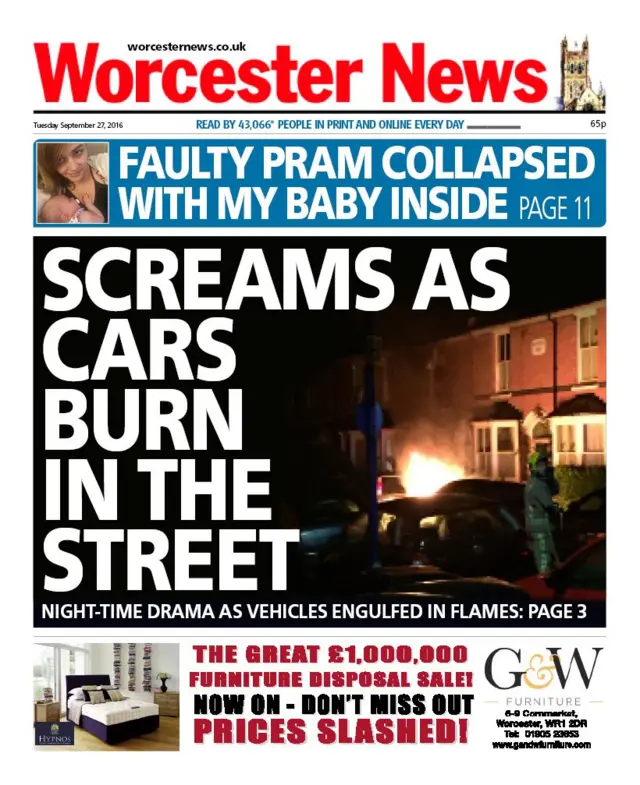 Worcester News front page