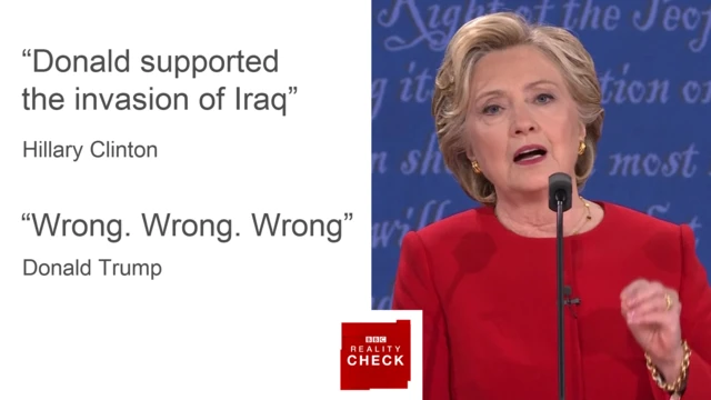 Hillary Clinton and Donald Trump clash on whether he supported the invasion of Iraq in 2003