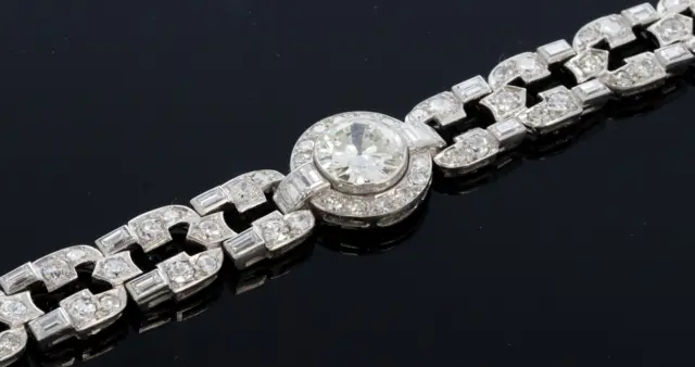 French Art Deco diamond, platinum and white gold bracelet