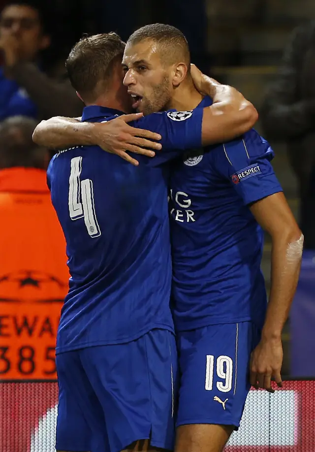 Slimani celebrates