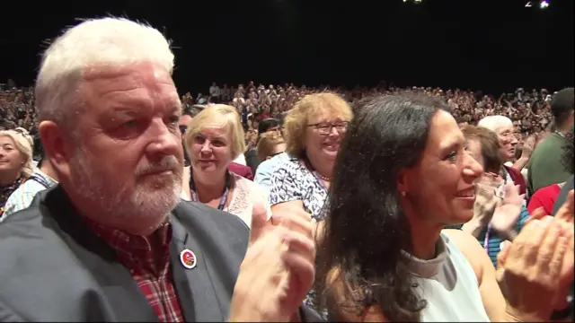 Shadow ministers applaud Jeremy Corbyn's speech