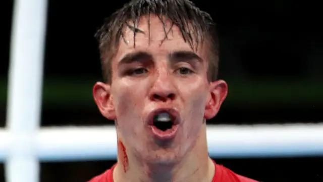 Michael Conlan makes clear his displeasure after his controversial defeat