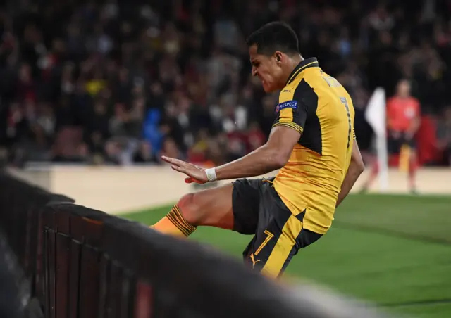 Sanchez reacts after a missed opportunity