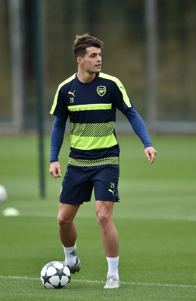 Xhaka training for Arsenal earlier this week