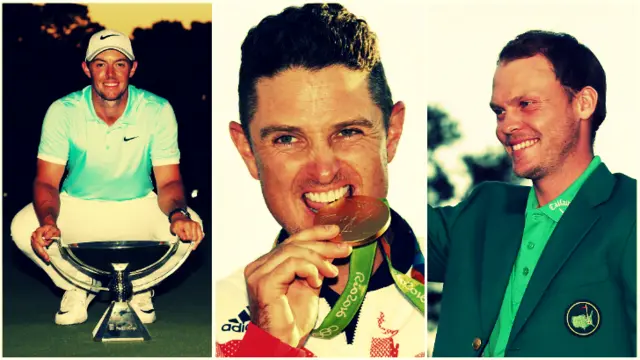 Mcilroy, Rose and Willett with their trophies