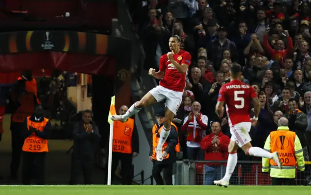 Zlatan Ibrahimovic celebrates