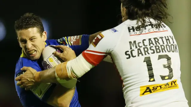 Kurt Gidley tackled by Louie McCarthy-Scarsbrook