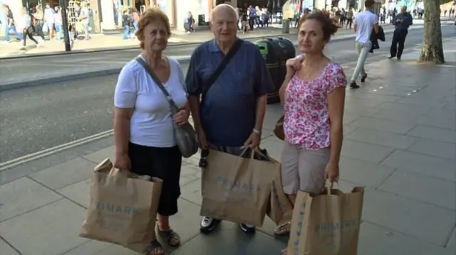 Winifreda and Joseph Cassai, and Jackie Douglas, (L-R) visited the UK after the fall in the pound.