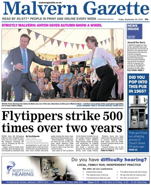 Malvern Gazette front page