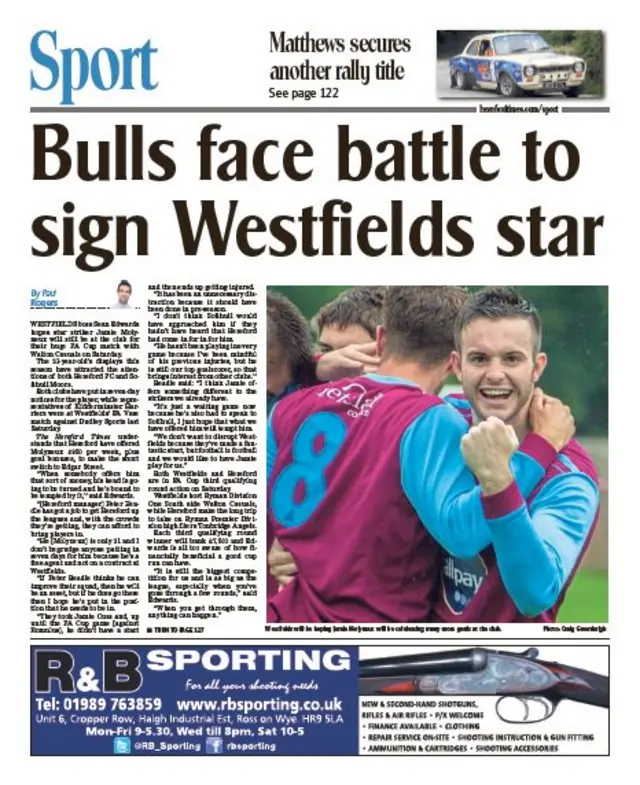 Hereford Times back page