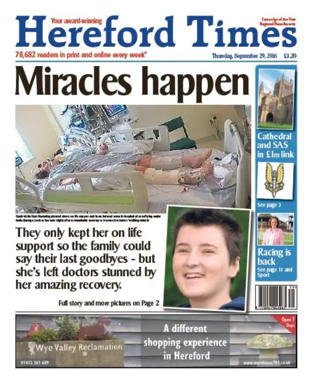 Hereford Times front page