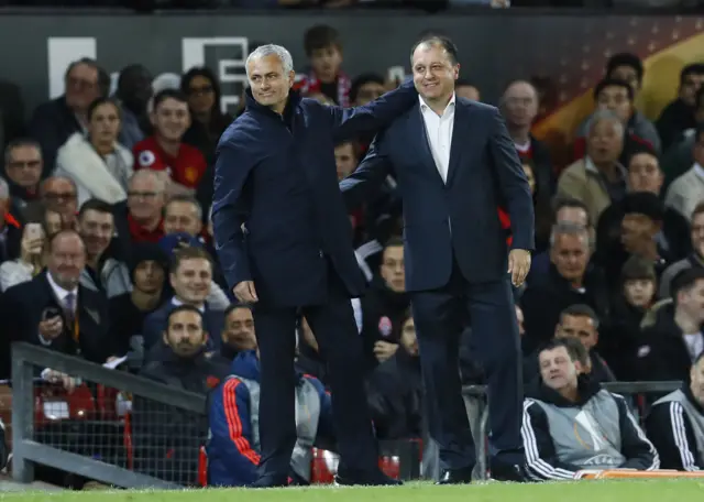 Jose Mourinho and FC Zorya Luhansk coach Yuriy Vernydub